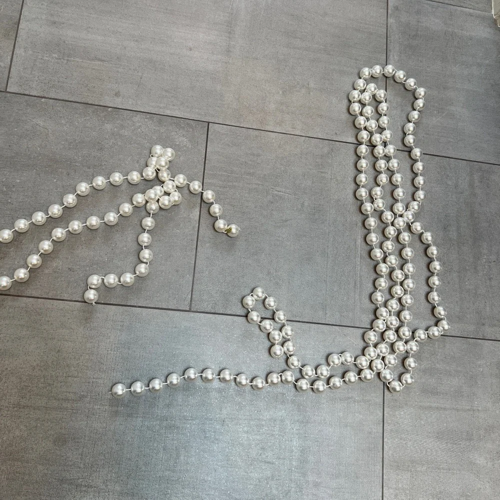 Elegant Pearl Beaded Strands - set of 2, each approx 11’ long. For holiday tree?